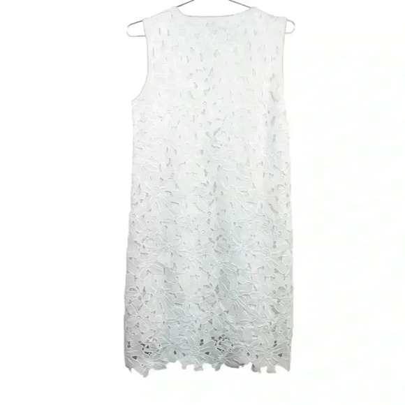Luisa Cerano White Floral Eyelet Lace Sleeveless Sheath Dress - Picture 3 of 10